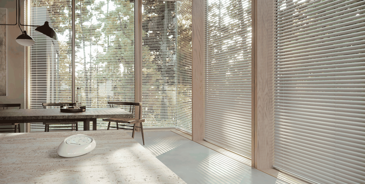 Modern Precious Metals® Mini Blinds installed window treatment