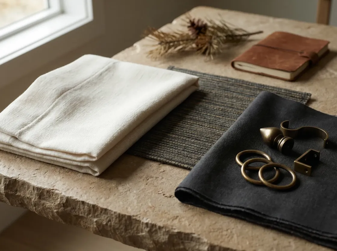 Luxury fabric and drapery hardware samples
