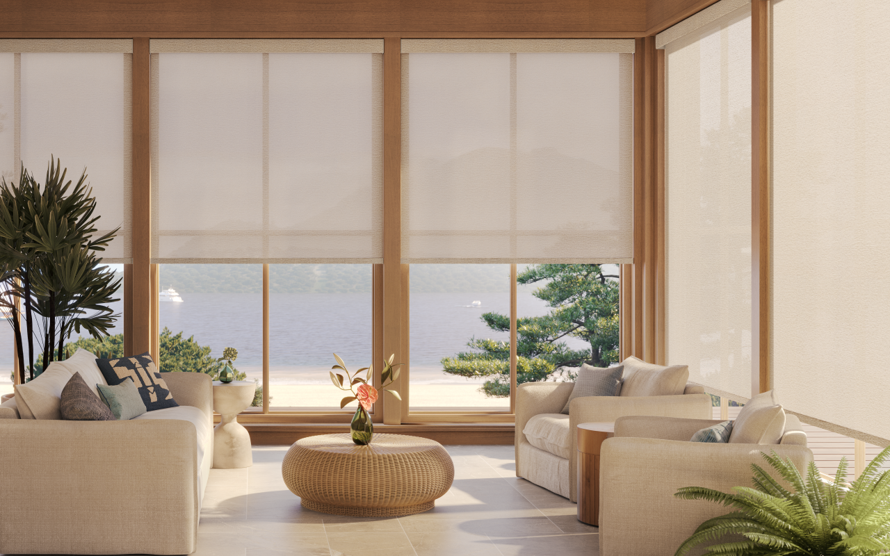 Designer Screen Shades installed window treatment