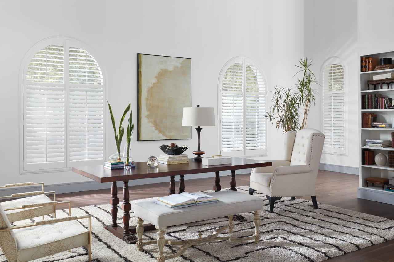 Composite Shutters window treatments in a refined Boulder home